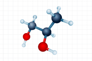 Molecular structure of propylene glycol (PG).